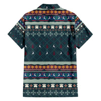 Bernese Mountain Dogs in Holiday Costumes Hawaiian Shirt with Green Snowflake Pattern Design - Wonder Print Shop