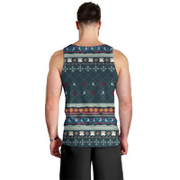 Bernese Mountain Dogs in Holiday Costumes Men Tank Top with Green Snowflake Pattern Design - Wonder Print Shop