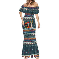 Bernese Mountain Dogs in Holiday Costumes Mermaid Dress with Green Snowflake Pattern Design - Wonder Print Shop