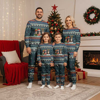 Bernese Mountain Dogs in Holiday Costumes Christmas Pajama Set with Green Snowflake Pattern Design - Wonder Print Shop