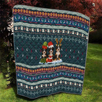 Bernese Mountain Dogs in Holiday Costumes Quilt with Green Snowflake Pattern Design - Wonder Print Shop