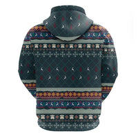 Bernese Mountain Dogs in Holiday Costumes Zip Hoodie with Green Snowflake Pattern Design - Wonder Print Shop