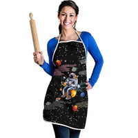 Funny Astronaut Fishing In Space Christmas Apron Xmas Holiday Patterns - Wonder Print Shop