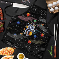 Funny Astronaut Fishing In Space Christmas Apron Xmas Holiday Patterns - Wonder Print Shop