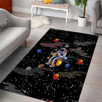 Funny Astronaut Fishing In Space Christmas Area Rug Xmas Holiday Patterns - Wonder Print Shop
