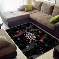 Funny Astronaut Fishing In Space Christmas Area Rug Xmas Holiday Patterns - Wonder Print Shop