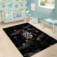 Funny Astronaut Fishing In Space Christmas Area Rug Xmas Holiday Patterns - Wonder Print Shop