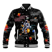 Funny Astronaut Fishing In Space Christmas Baseball Jacket Xmas Holiday Patterns - Wonder Print Shop