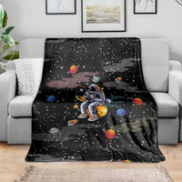 Funny Astronaut Fishing In Space Christmas Blanket Xmas Holiday Patterns - Wonder Print Shop