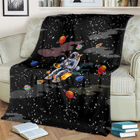 Funny Astronaut Fishing In Space Christmas Blanket Xmas Holiday Patterns - Wonder Print Shop