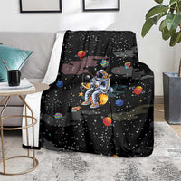 Funny Astronaut Fishing In Space Christmas Blanket Xmas Holiday Patterns - Wonder Print Shop