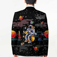 Funny Astronaut Fishing In Space Christmas Blazer Xmas Holiday Patterns - Wonder Print Shop