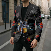 Funny Astronaut Fishing In Space Christmas Blazer Xmas Holiday Patterns - Wonder Print Shop
