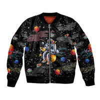 Funny Astronaut Fishing In Space Christmas Bomber Jacket Xmas Holiday Patterns - Wonder Print Shop