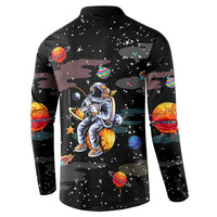 Funny Astronaut Fishing In Space Christmas Button Sweatshirt Xmas Holiday Patterns - Wonder Print Shop