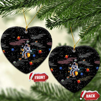 Funny Astronaut Fishing In Space Christmas Ceramic Ornament Xmas Holiday Patterns - Wonder Print Shop