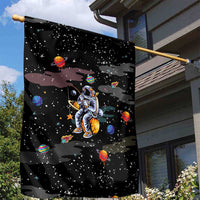 Funny Astronaut Fishing In Space Christmas Garden Flag Xmas Holiday Patterns - Wonder Print Shop