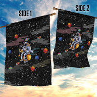 Funny Astronaut Fishing In Space Christmas Garden Flag Xmas Holiday Patterns - Wonder Print Shop