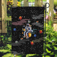 Funny Astronaut Fishing In Space Christmas Garden Flag Xmas Holiday Patterns - Wonder Print Shop