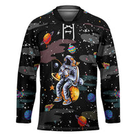 Funny Astronaut Fishing In Space Christmas Hockey Jersey Xmas Holiday Patterns - Wonder Print Shop