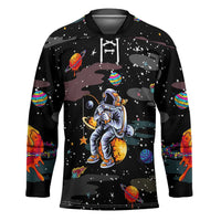 Funny Astronaut Fishing In Space Christmas Hockey Jersey Xmas Holiday Patterns - Wonder Print Shop