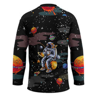 Funny Astronaut Fishing In Space Christmas Hockey Jersey Xmas Holiday Patterns - Wonder Print Shop