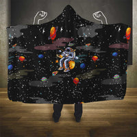 Funny Astronaut Fishing In Space Christmas Hooded Blanket Xmas Holiday Patterns - Wonder Print Shop