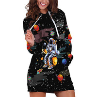 Funny Astronaut Fishing In Space Christmas Hoodie Dress Xmas Holiday Patterns - Wonder Print Shop