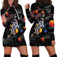 Funny Astronaut Fishing In Space Christmas Hoodie Dress Xmas Holiday Patterns - Wonder Print Shop
