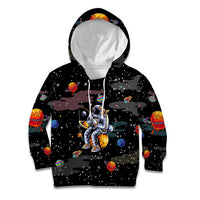 Funny Astronaut Fishing In Space Christmas Kid Hoodie Xmas Holiday Patterns - Wonder Print Shop