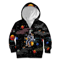 Funny Astronaut Fishing In Space Christmas Kid Hoodie Xmas Holiday Patterns - Wonder Print Shop