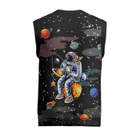 Funny Astronaut Fishing In Space Christmas Knitted V-Neck Vest Xmas Holiday Patterns - Wonder Print Shop