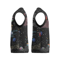 Funny Astronaut Fishing In Space Christmas Knitted V-Neck Vest Xmas Holiday Patterns - Wonder Print Shop