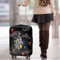 Funny Astronaut Fishing In Space Christmas Luggage Cover Xmas Holiday Patterns - Wonder Print Shop