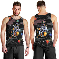 Funny Astronaut Fishing In Space Christmas Men Tank Top Xmas Holiday Patterns - Wonder Print Shop