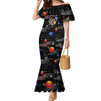 Funny Astronaut Fishing In Space Christmas Mermaid Dress Xmas Holiday Patterns - Wonder Print Shop