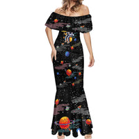 Funny Astronaut Fishing In Space Christmas Mermaid Dress Xmas Holiday Patterns - Wonder Print Shop