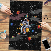 Funny Astronaut Fishing In Space Christmas Puzzle Xmas Holiday Patterns - Wonder Print Shop