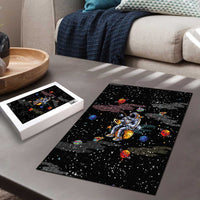 Funny Astronaut Fishing In Space Christmas Puzzle Xmas Holiday Patterns - Wonder Print Shop