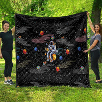Funny Astronaut Fishing In Space Christmas Quilt Xmas Holiday Patterns - Wonder Print Shop