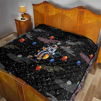 Funny Astronaut Fishing In Space Christmas Quilt Xmas Holiday Patterns - Wonder Print Shop