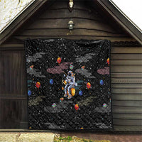Funny Astronaut Fishing In Space Christmas Quilt Xmas Holiday Patterns - Wonder Print Shop