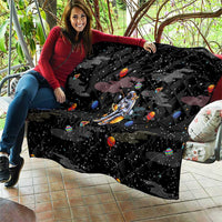 Funny Astronaut Fishing In Space Christmas Quilt Xmas Holiday Patterns - Wonder Print Shop