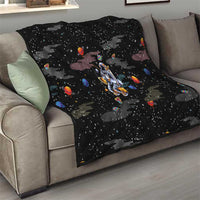 Funny Astronaut Fishing In Space Christmas Quilt Xmas Holiday Patterns - Wonder Print Shop