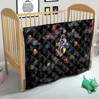 Funny Astronaut Fishing In Space Christmas Quilt Xmas Holiday Patterns - Wonder Print Shop