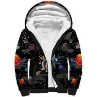 Funny Astronaut Fishing In Space Christmas Sherpa Hoodie Xmas Holiday Patterns - Wonder Print Shop
