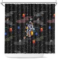 Funny Astronaut Fishing In Space Christmas Shower Curtain Xmas Holiday Patterns - Wonder Print Shop