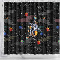 Funny Astronaut Fishing In Space Christmas Shower Curtain Xmas Holiday Patterns - Wonder Print Shop