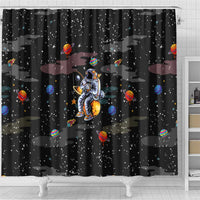 Funny Astronaut Fishing In Space Christmas Shower Curtain Xmas Holiday Patterns - Wonder Print Shop