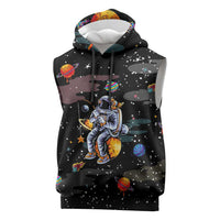 Funny Astronaut Fishing In Space Christmas Sleeveless Hoodie Xmas Holiday Patterns - Wonder Print Shop